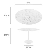 Lippa 48" Oval Artificial Marble Dining Table by Lefancy