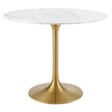 Lippa 36" Round Artificial Marble Dining Table by Lefancy