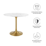 Lippa 36" Round Artificial Marble Dining Table by Lefancy