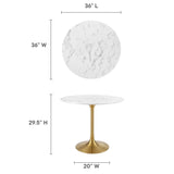 Lippa 36" Round Artificial Marble Dining Table by Lefancy