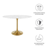 Lippa 48" Oval Artificial Marble Dining Table by Lefancy