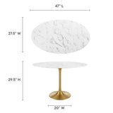 Lippa 48" Oval Artificial Marble Dining Table by Lefancy