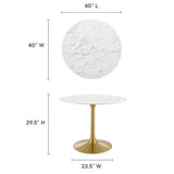 Lippa 40" Round Artificial Marble Dining Table by Lefancy