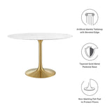 Lippa 48" Round Artificial Marble Dining Table by Lefancy