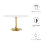 Lippa 54" Round Artificial Marble Dining Table by Lefancy