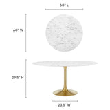 Lippa 60" Round Artificial Marble Dining Table by Lefancy