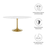 Lippa 60" Round Artificial Marble Dining Table by Lefancy