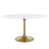 Lippa 54" Oval Artificial Marble Dining Table by Lefancy