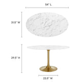 Lippa 54" Oval Artificial Marble Dining Table by Lefancy