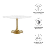 Lippa 54" Oval Artificial Marble Dining Table by Lefancy