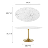 Lippa 60" Oval Artificial Marble Dining Table by Lefancy