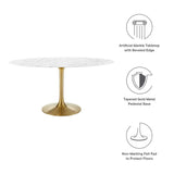 Lippa 60" Oval Artificial Marble Dining Table by Lefancy