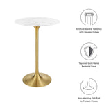 Lippa 28" Round Artificial Marble Bar Table by Lefancy