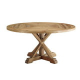 Stitch 59" Round Pine Wood Dining Table by Lefancy