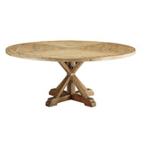 Stitch 71" Round Pine Wood Dining Table by Lefancy