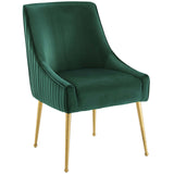 Discern Pleated Back Upholstered Performance Velvet Dining Chair by Lefancy