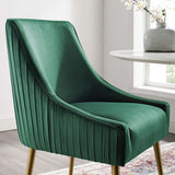 Discern Pleated Back Upholstered Performance Velvet Dining Chair by Lefancy