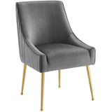 Discern Pleated Back Upholstered Performance Velvet Dining Chair by Lefancy