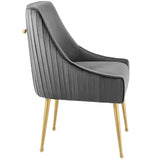 Discern Pleated Back Upholstered Performance Velvet Dining Chair by Lefancy