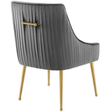 Discern Pleated Back Upholstered Performance Velvet Dining Chair by Lefancy