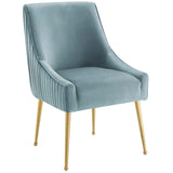 Discern Pleated Back Upholstered Performance Velvet Dining Chair by Lefancy