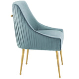 Discern Pleated Back Upholstered Performance Velvet Dining Chair by Lefancy