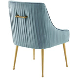 Discern Pleated Back Upholstered Performance Velvet Dining Chair by Lefancy