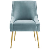 Discern Pleated Back Upholstered Performance Velvet Dining Chair by Lefancy