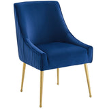 Discern Pleated Back Upholstered Performance Velvet Dining Chair by Lefancy