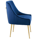 Discern Pleated Back Upholstered Performance Velvet Dining Chair by Lefancy