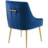 Discern Pleated Back Upholstered Performance Velvet Dining Chair by Lefancy