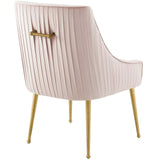 Discern Pleated Back Upholstered Performance Velvet Dining Chair by Lefancy