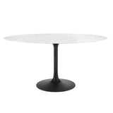 Lippa 60" Oval Artificial Marble Dining Table by Lefancy