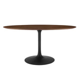 Lippa 60" Oval Walnut Wood Grain Dining Table by Lefancy