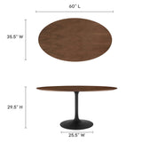 Lippa 60" Oval Walnut Wood Grain Dining Table by Lefancy