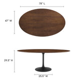 Lippa 78" Oval Walnut Wood Grain Dining Table by Lefancy