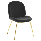 Scoop Gold Stainless Steel Leg Performance Velvet Dining Chair by Lefancy