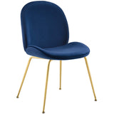 Scoop Gold Stainless Steel Leg Performance Velvet Dining Chair by Lefancy