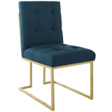 Privy Gold Stainless Steel Upholstered Fabric Dining Accent Chair by Lefancy