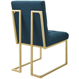 Privy Gold Stainless Steel Upholstered Fabric Dining Accent Chair by Lefancy