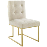 Privy Gold Stainless Steel Upholstered Fabric Dining Accent Chair by Lefancy