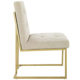 Privy Gold Stainless Steel Upholstered Fabric Dining Accent Chair by Lefancy