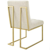 Privy Gold Stainless Steel Upholstered Fabric Dining Accent Chair by Lefancy