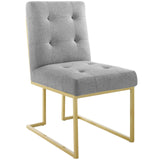 Privy Gold Stainless Steel Upholstered Fabric Dining Accent Chair by Lefancy