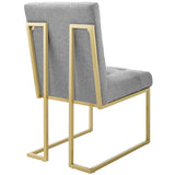 Privy Gold Stainless Steel Upholstered Fabric Dining Accent Chair by Lefancy