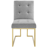 Privy Gold Stainless Steel Upholstered Fabric Dining Accent Chair by Lefancy