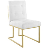 Privy Gold Stainless Steel Upholstered Fabric Dining Accent Chair by Lefancy