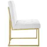 Privy Gold Stainless Steel Upholstered Fabric Dining Accent Chair by Lefancy