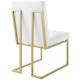 Privy Gold Stainless Steel Upholstered Fabric Dining Accent Chair by Lefancy