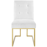 Privy Gold Stainless Steel Upholstered Fabric Dining Accent Chair by Lefancy